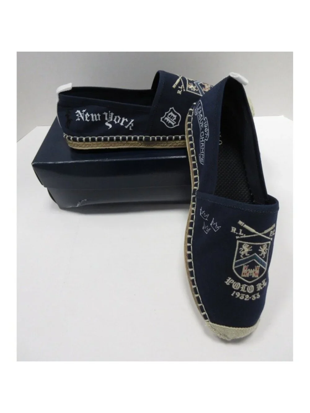 Polo Ralph Lauren Shoes 11 D Barron Espadrille Loafer Crest Canvas